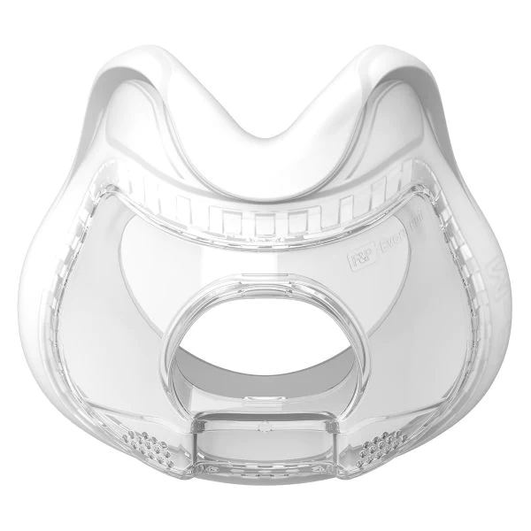 "Fisher & Paykel Evora Full Face CPAP Mask cushion, designed to minimize pressure on the nose and provide a comfortable fit for a restful sleep."